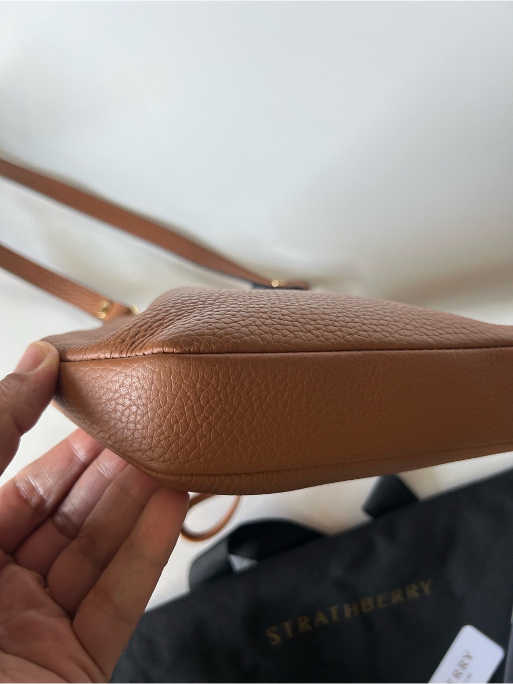 Strathberry Osette Crossbody Grain Tan Parisian Chic Quiet Luxury Leather - Picture 9 of 14
